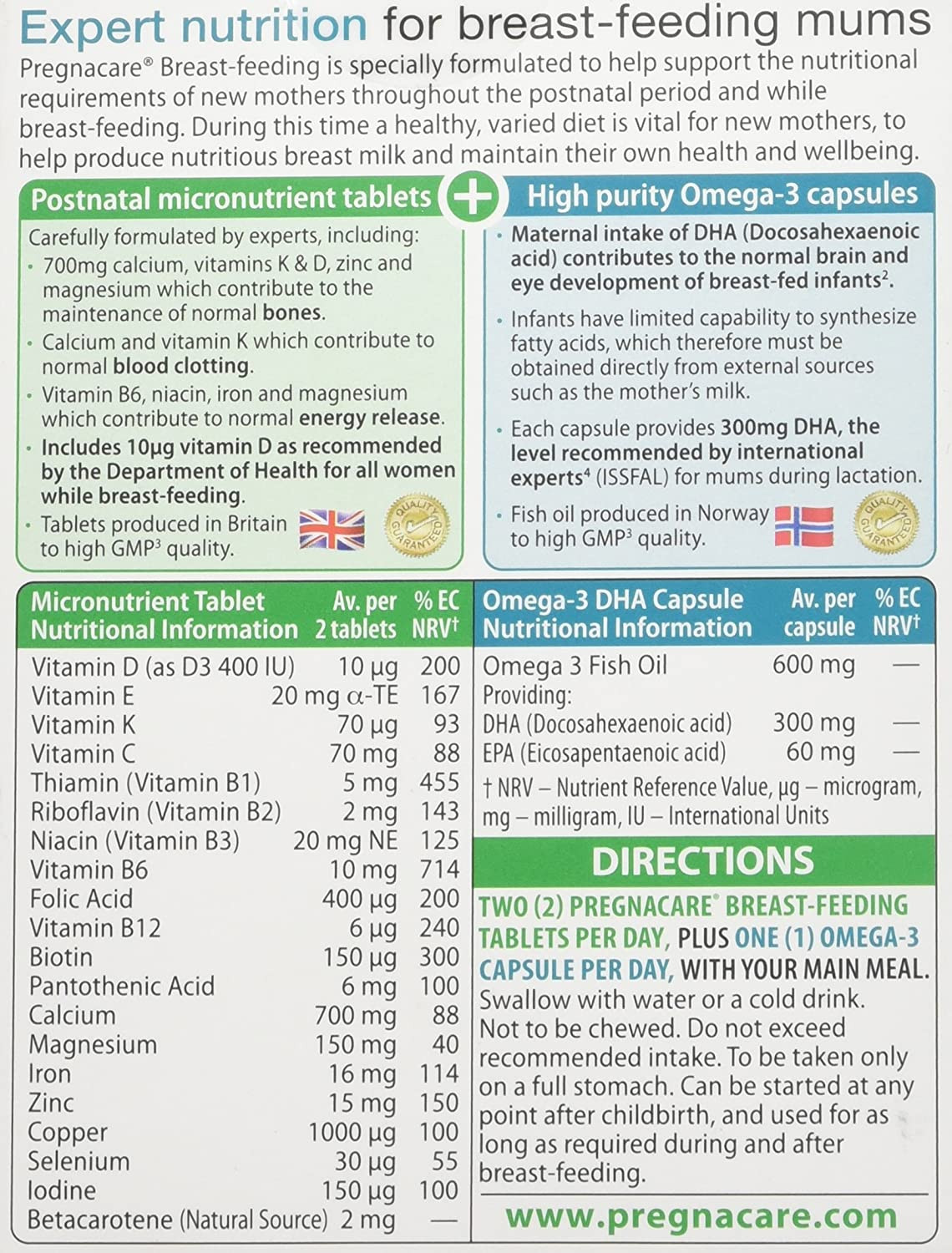 Vitabiotics Pregnacare Breastfeeding Dual Pack - 56 Tablets and 28 Capsules