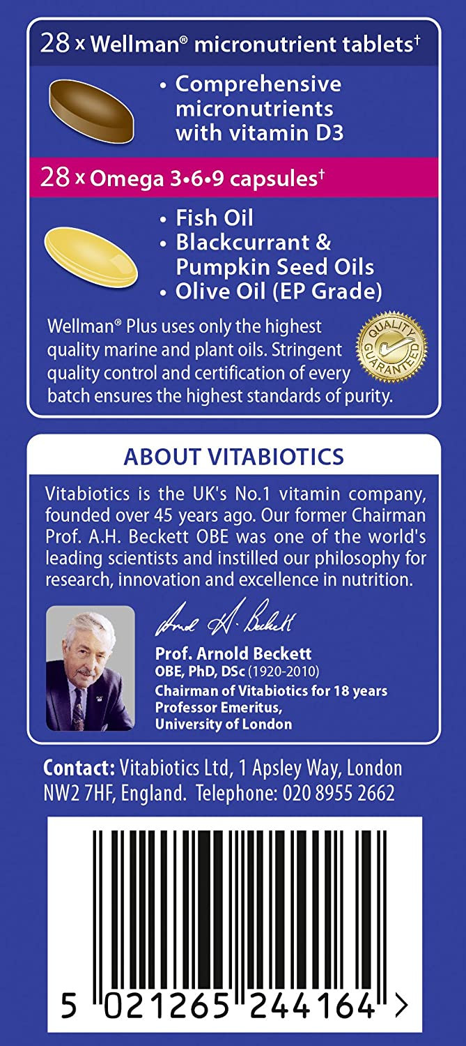 Vitabiotics Wellman Plus Omega 3.6.9 Dual Pack Health & Vitality