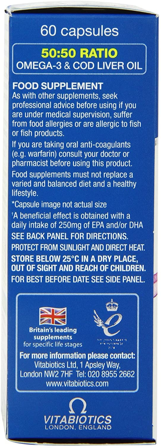 Vitabiotics Ultra Cod Liver Oil Plus Omega 3 Capsules - 60 Capsules