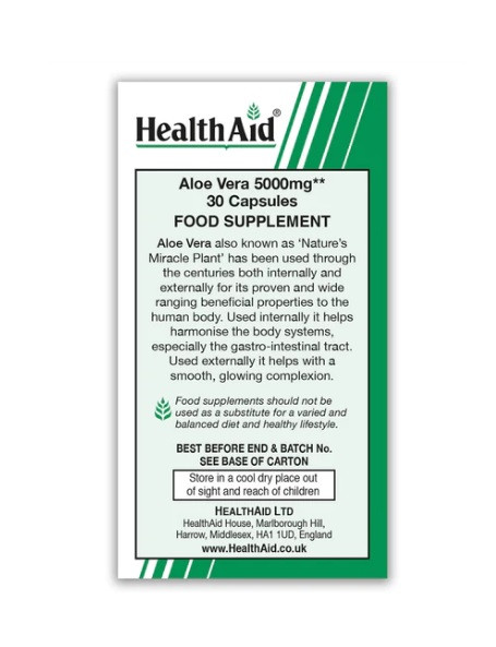 HealthAid Aloe Vera 5000mg Capsules - 30 Capsules