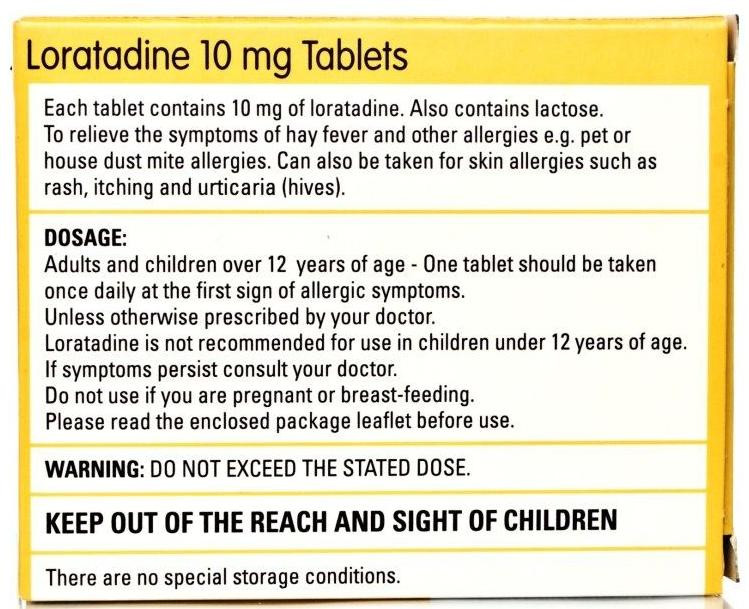 Loratadine Allergy and Hayfever Relief Tablets