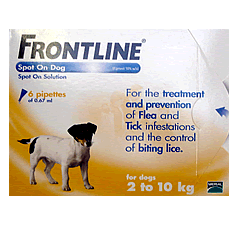 Frontline Spot on Dog for Small Dogs 2-10kg - 3 Pipettes