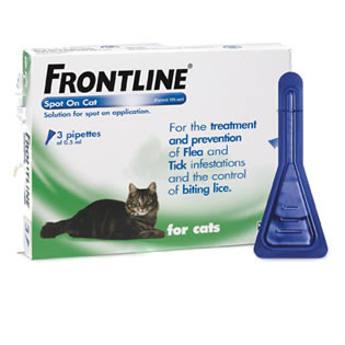 Frontline Spot on Cat Flea and Tick Treatment - 3 Pipettes