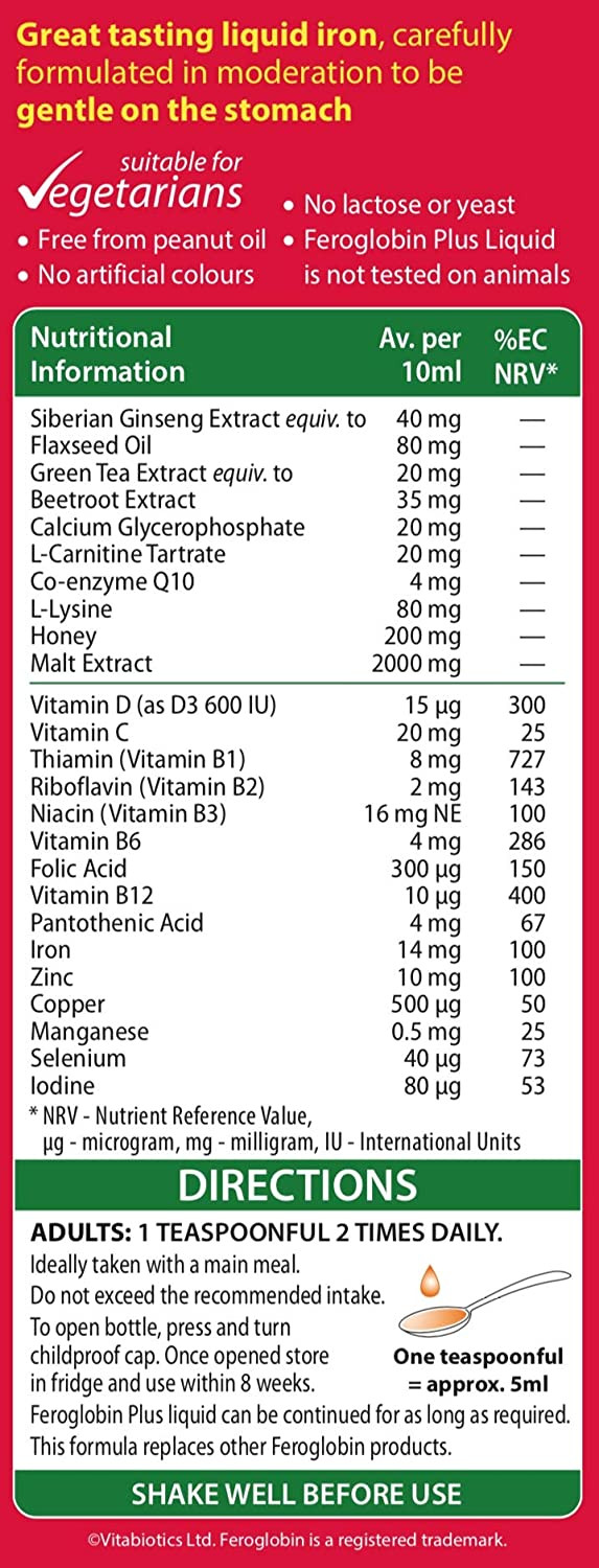 Vitabiotics Feroglobin Liquid Plus 200ml