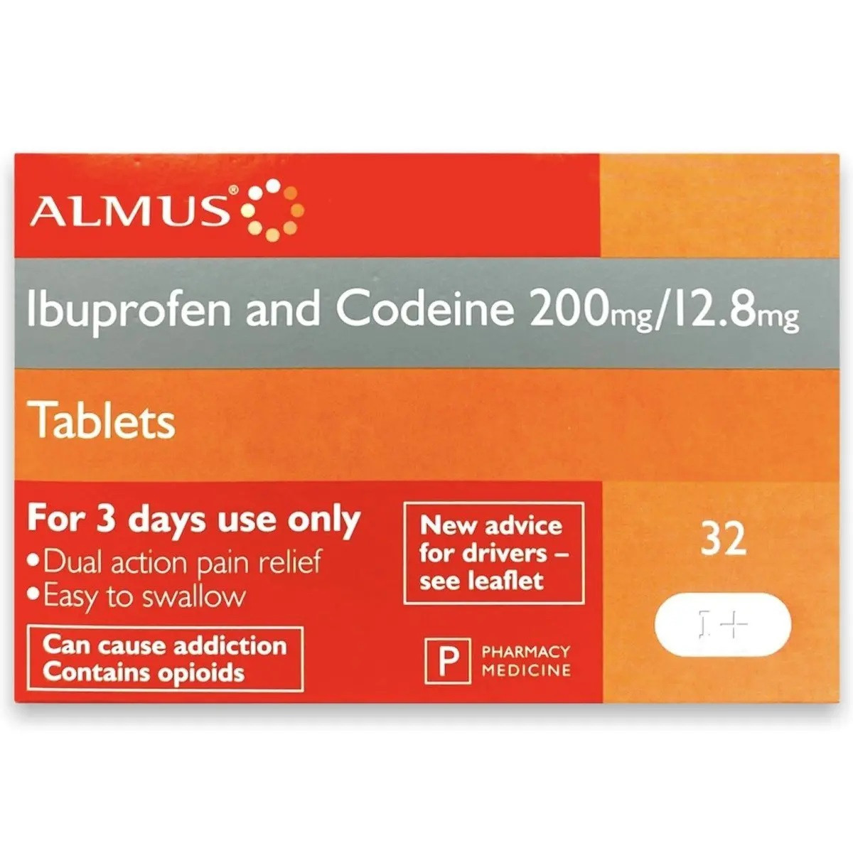 Ibuprofen and Codeine 200mg/12.8mg Tablets - 32 Tablets