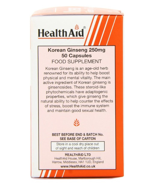 HealthAid Korean Ginseng 250mg 50 Capsules