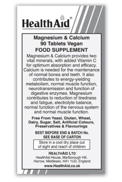 HealthAid Magnesium and Calcium 90 Tablets