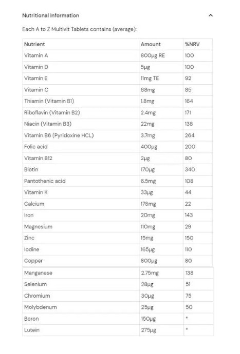 HealthAid Multivitamins And Minerals A to Z 90 Tablets