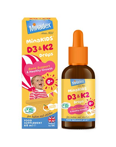Minadex Minikids D3 & K2 Drops 60ml – Bone & Immune Support for Children