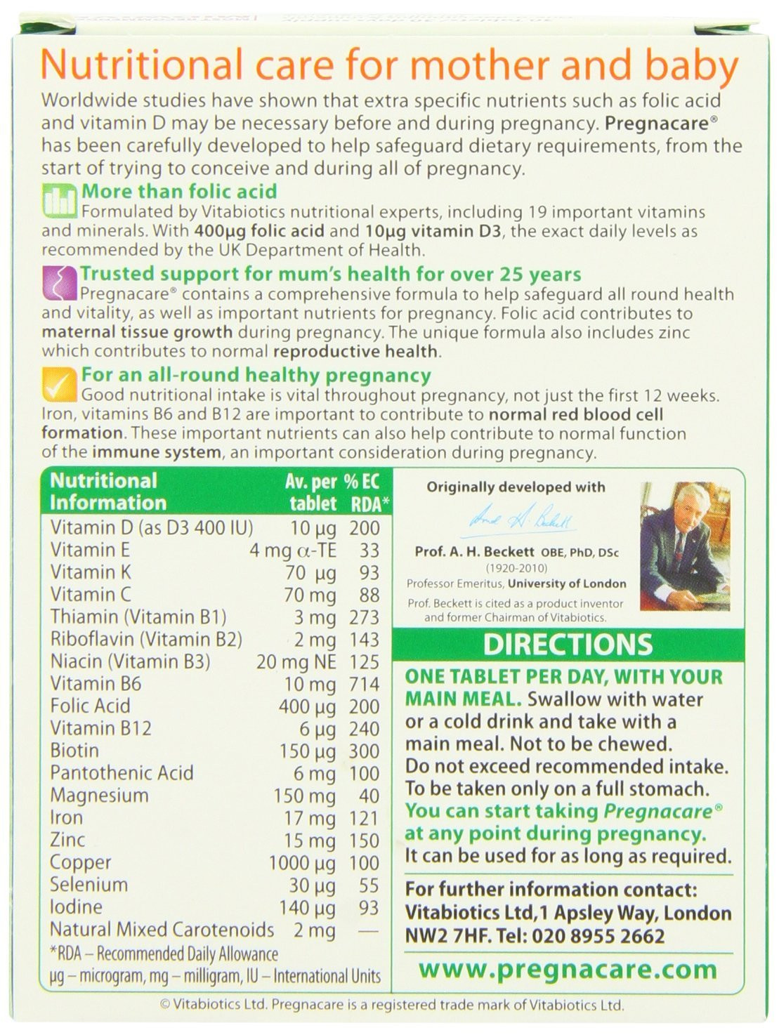 Vitabiotics Pregnacare Original Tablets - 30 Tablets