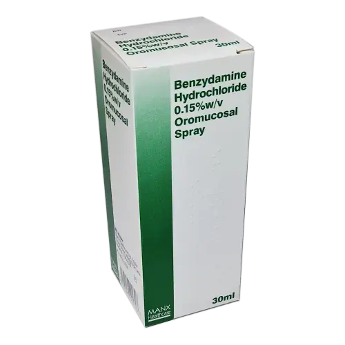 Benzydamine Hydrochloride 0.15% w\v Oromucosal Spray