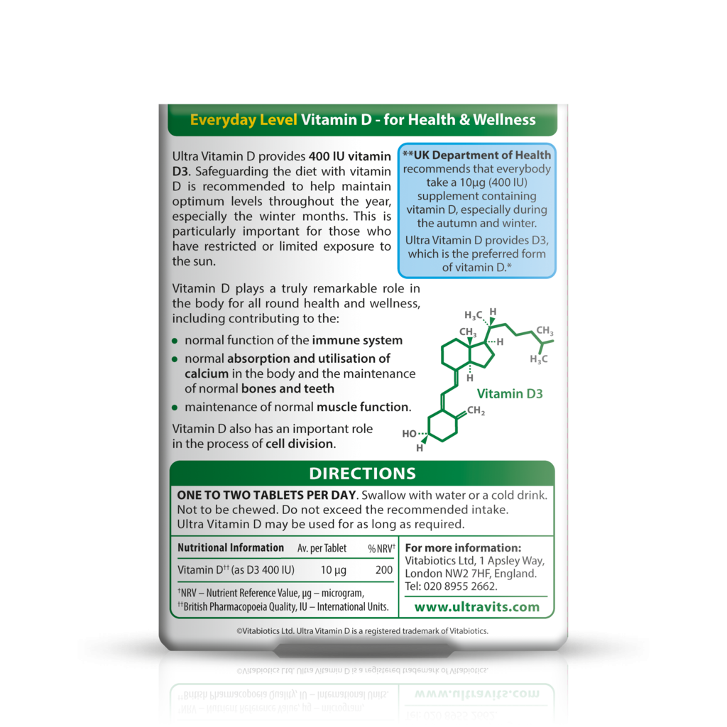 Vitabiotics Ultra Vitamin D 400IU Tablets - 96 Tablets