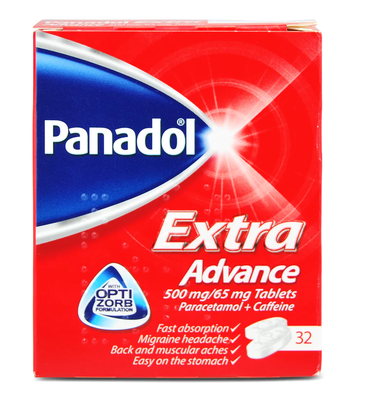 Panadol Extra Advance 500mg Paracetamol and 65mg Caffeine 32 Tablets