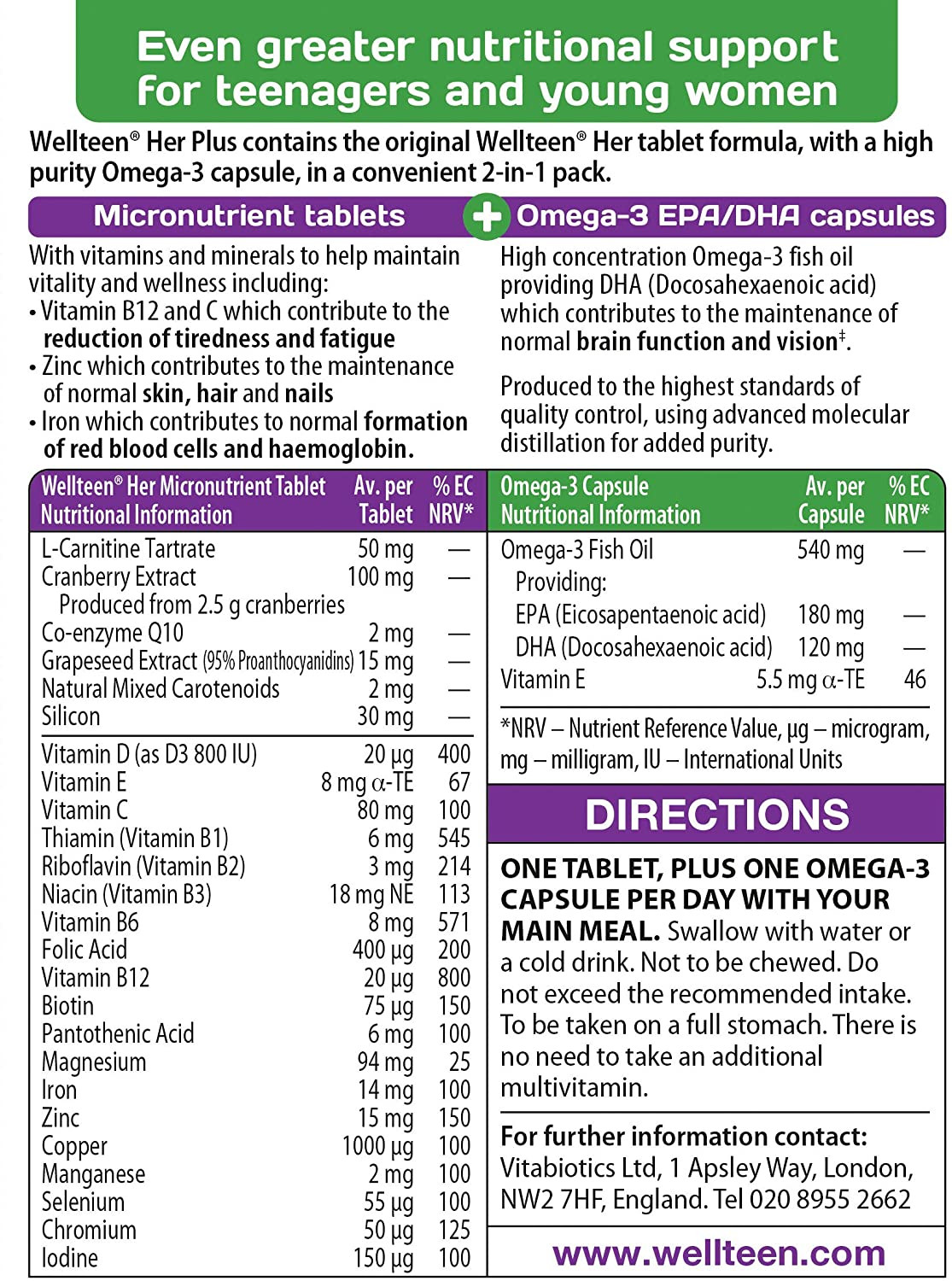 Vitabiotics Wellteen Her Plus Dual Pack 56 Tabs/Caps