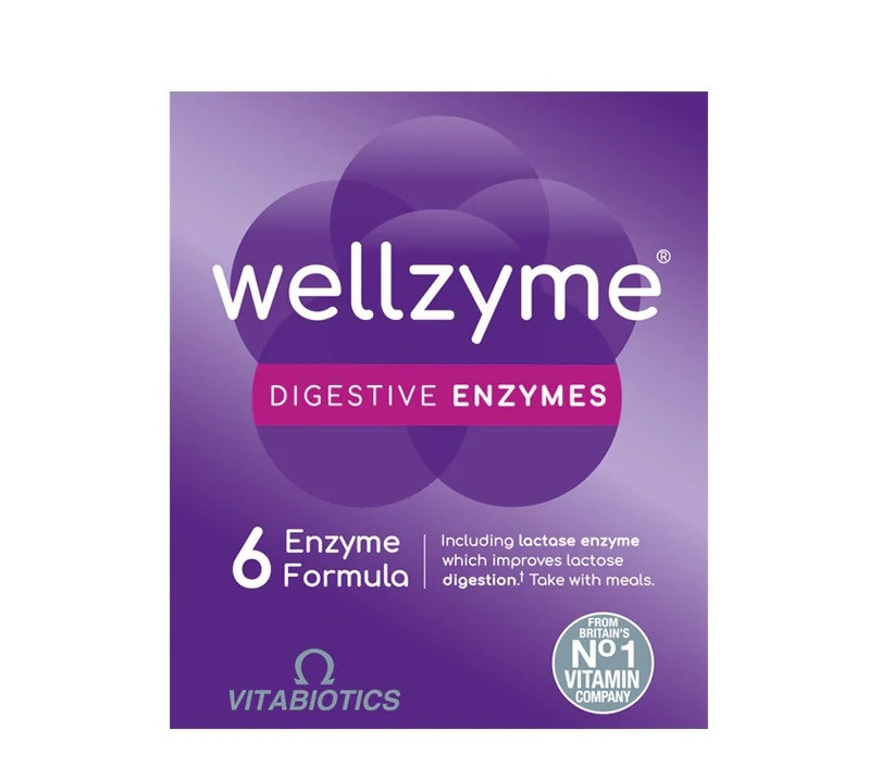 Vitabiotics Wellzyme Digestive Enzymes 6 Enzyme Advanced Formula - 60 Capsules