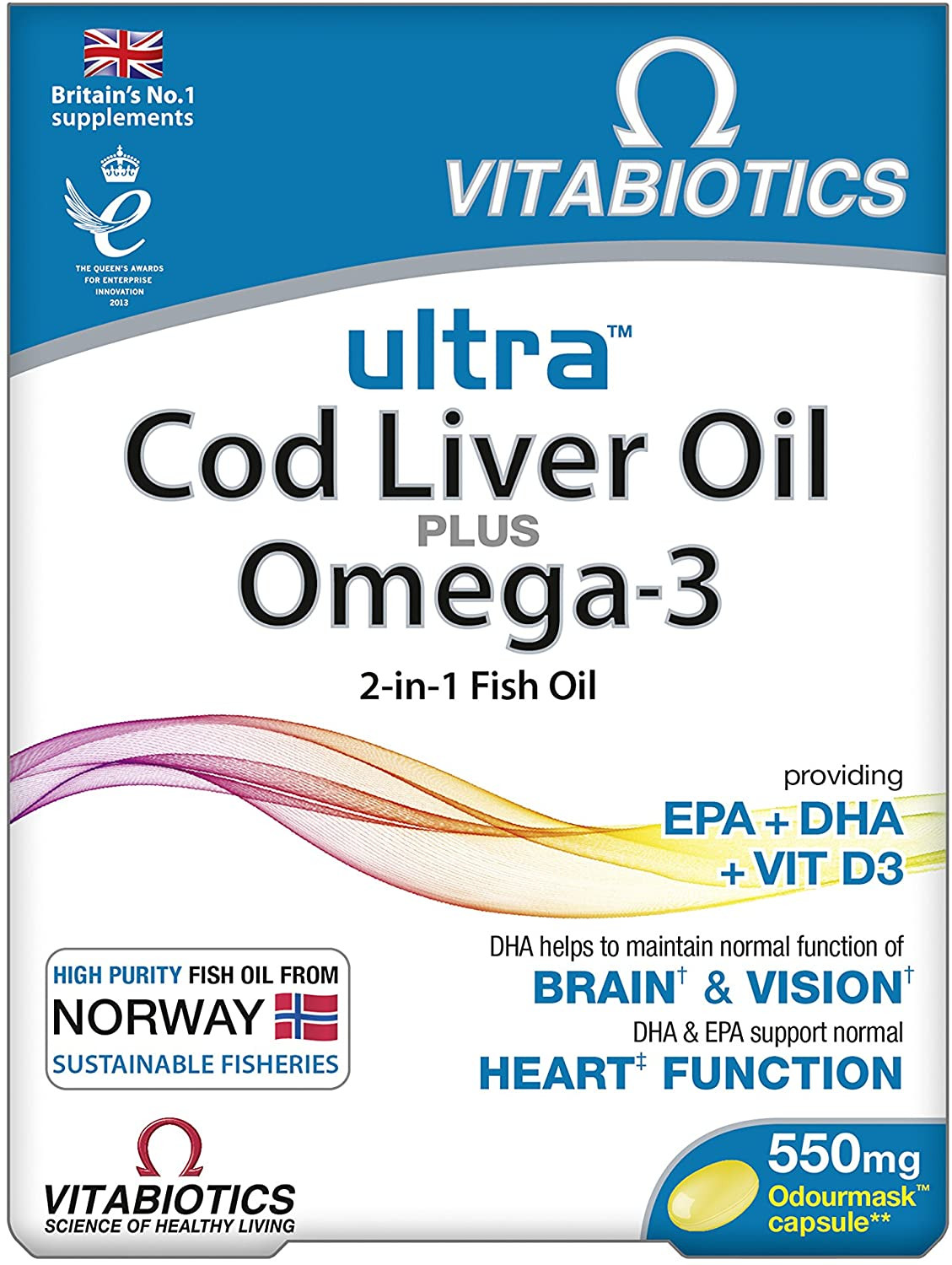 Vitabiotics Ultra Cod Liver Oil Plus Omega 3 Capsules - 60 Capsules