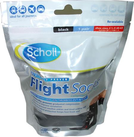 Scholl Black Cotton Feel Flight Socks - Size 6.5 to 9