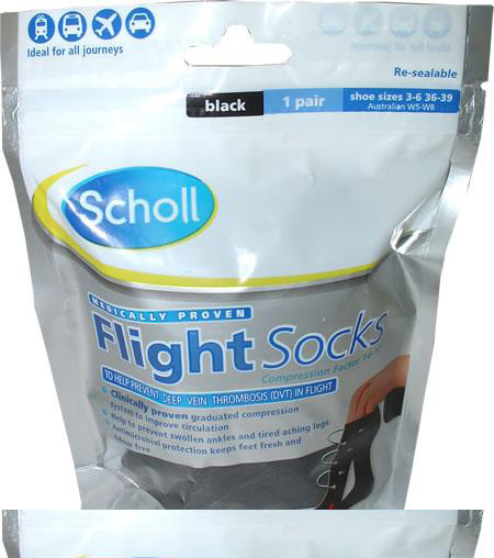 Scholl Black Cotton Feel Flight Socks - Size 9.5 to 12