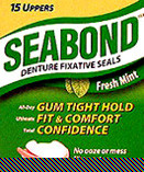 Seabond Denture Fixative Seals Fresh Mint - 15 Upper Seals