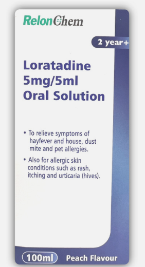 Loratadine 5mg/5ml Oral Solution - Peach Flavour