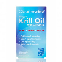 Cleanmarine Krill Oil 60 x 500mg Gelcaps High Strength Omega-3