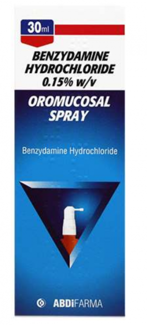Benzydamine Hydrochloride 0.15% w\v Oromucosal Spray