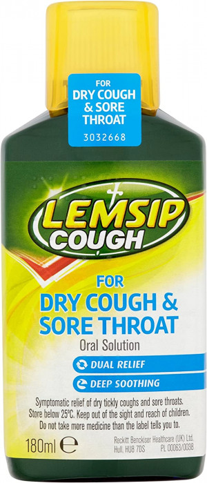 Lemsip Dry Cough and Sore Throat Oral Solution 180ml