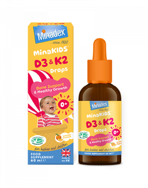 Minadex Minikids D3 & K2 Drops 60ml – Bone & Immune Support for Children