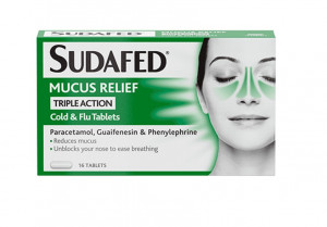 Sudafed Mucus Relief Triple Action Cold & Flu Tablets - 16 Pack | Powerful Relief