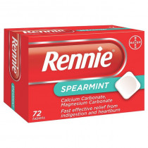 Rennie Spearmint Heartburn and Indigestion Relief Chewable 72 Tablets